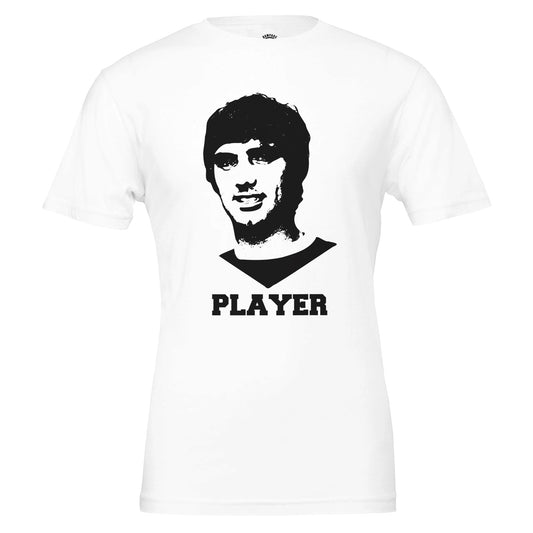 Player - George Best Premium Unisex Crewneck T-shirt - Rampage Design Studio