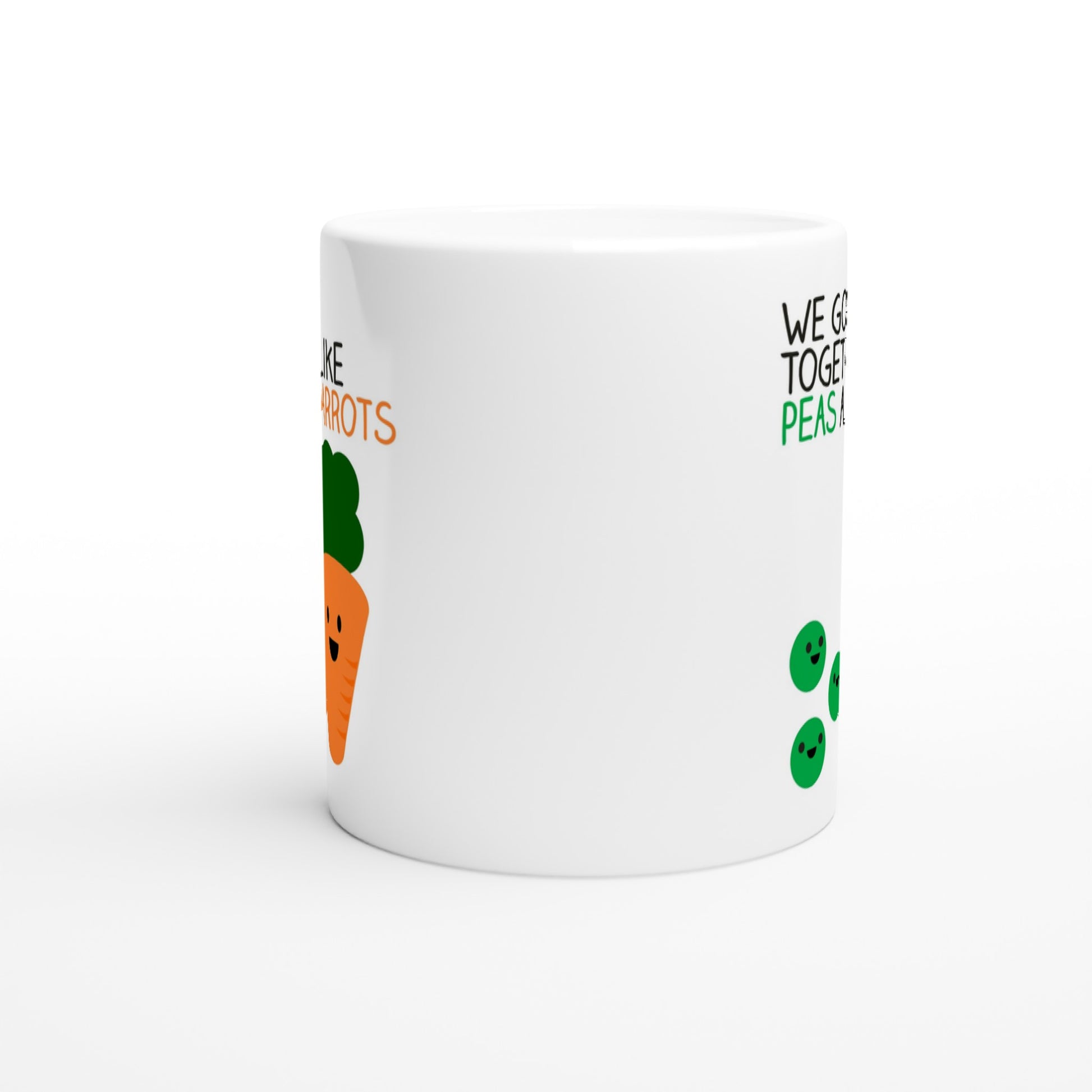 Kawaii Style Mug – Cute Peas and Carrot Design with 'We Go Together' Quote - Rampage Design Studio
