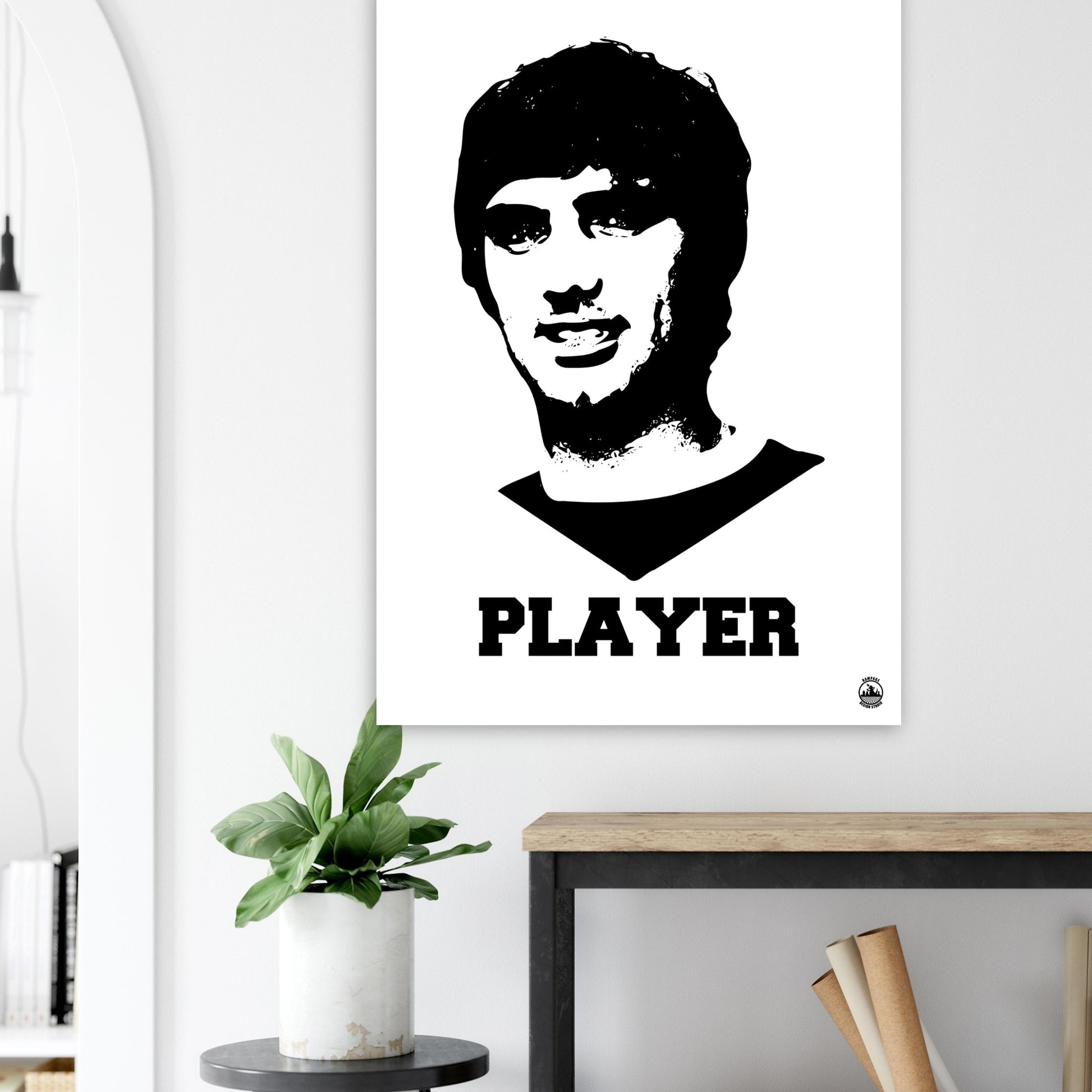 Player - George Best Premium Matte Paper Poster - Rampage Design Studio