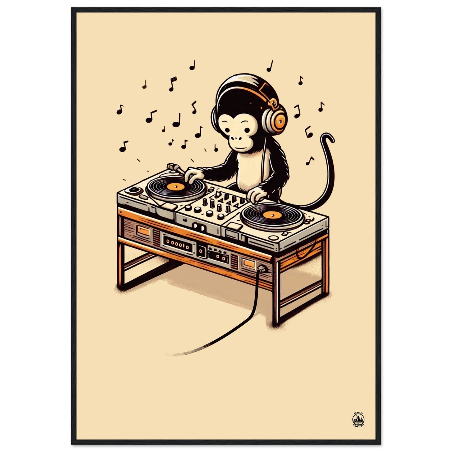 Monkey DJ Premium Matte Paper Wooden Framed Poster - Rampage Design Studio