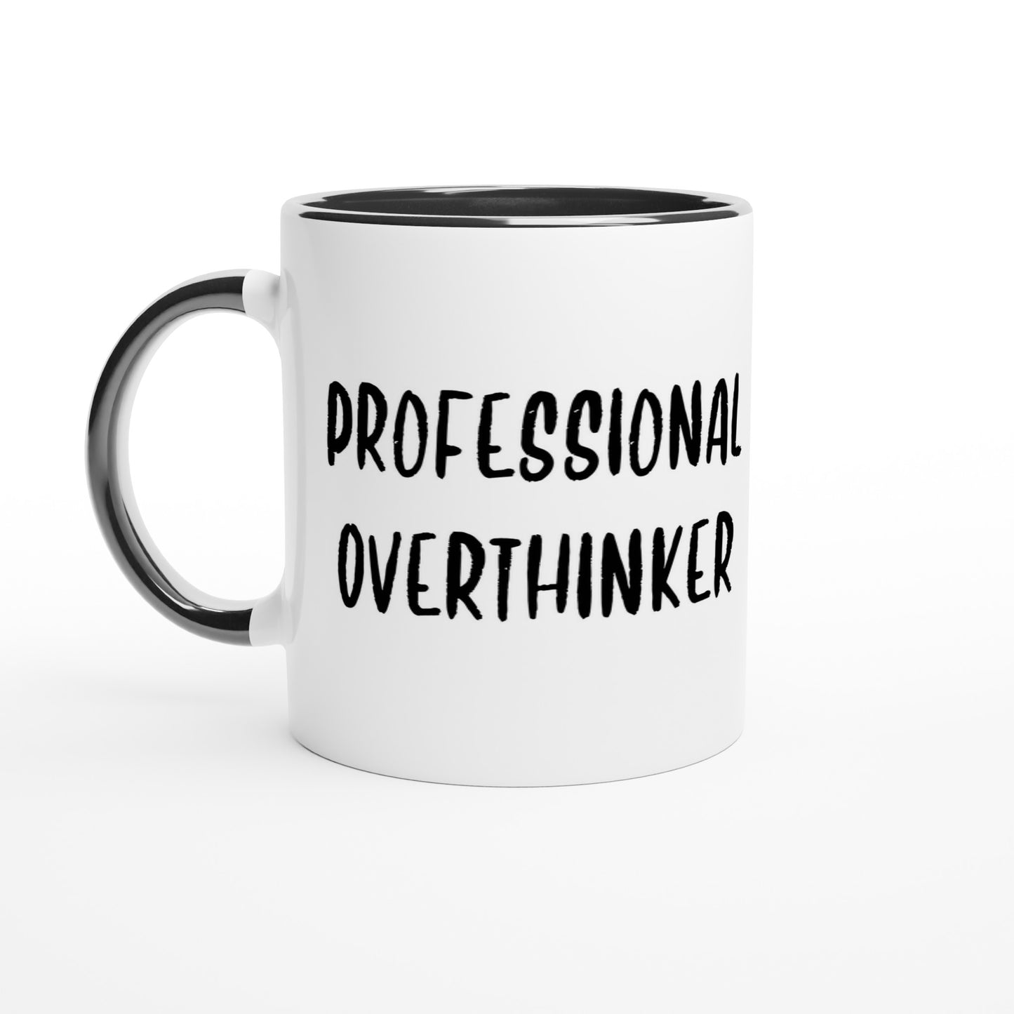 Professional Overthinker - White 11oz Ceramic Mug with Color Inside - Rampage Design Studio