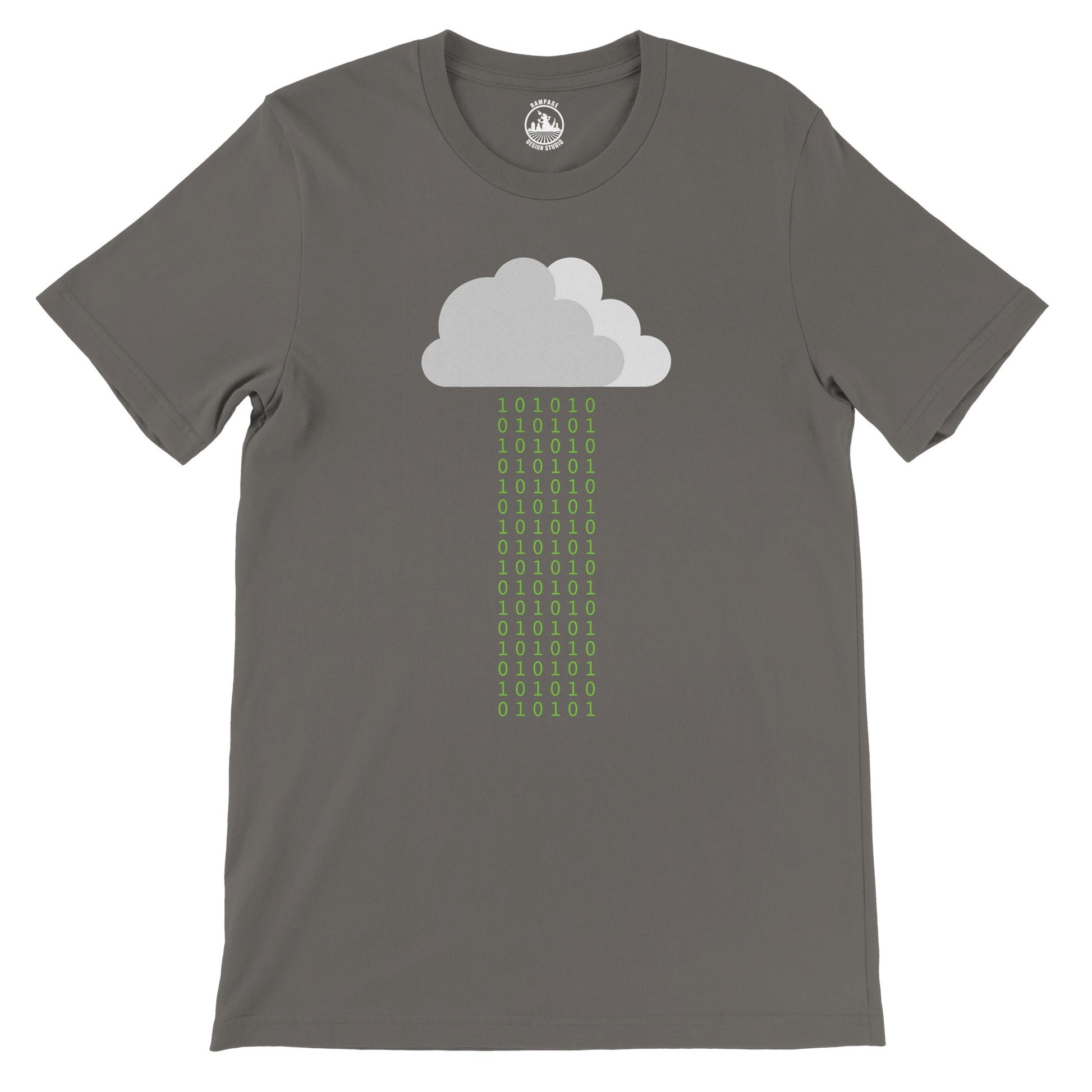 Binary Rain Crewneck T-Shirt | Cloudy 1's and 0's Design - Rampage Design Studio