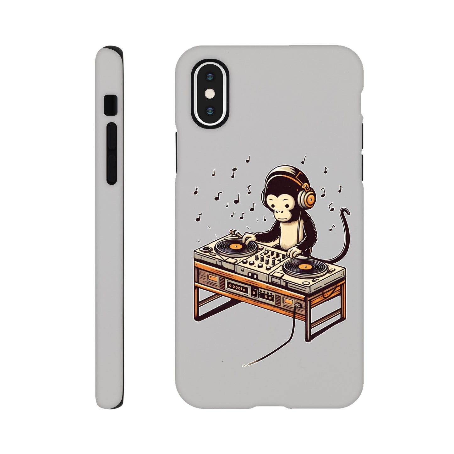 Monkey DJ iPhone Case, Monkey phone case, Durable Dual-Layer, tough iphone case, Glossy Finish, Fun Design - Rampage Design Studio