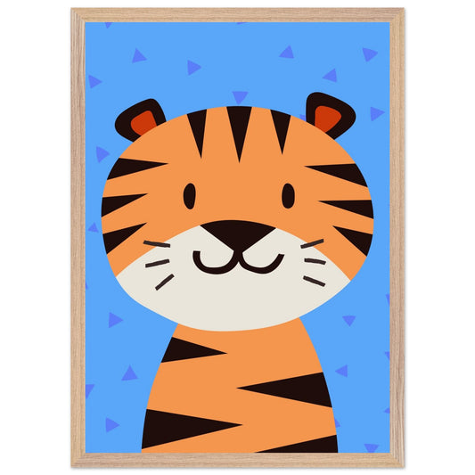Personalised Childrens Wall Art Cute Cartoon Tiger Framed Poster - Rampage Design Studio