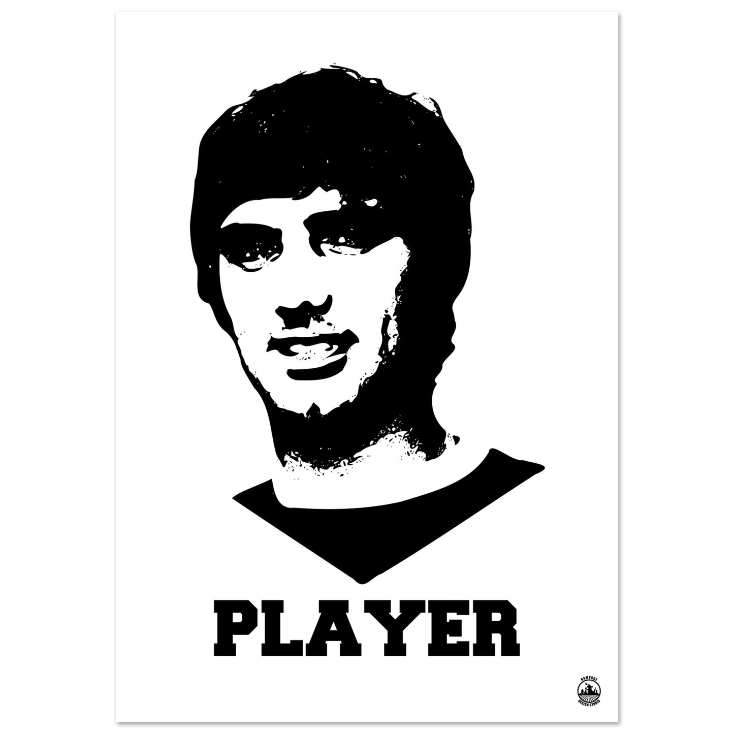 Player - George Best Premium Matte Paper Poster - Rampage Design Studio