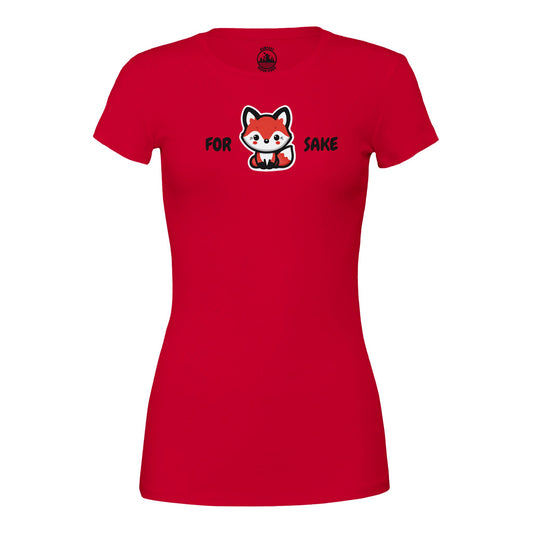 Cute Fox T-Shirt – Womens 'For Fox Sake' Graphic Tee, 100% Cotton, Comfortable Fit - Rampage Design Studio