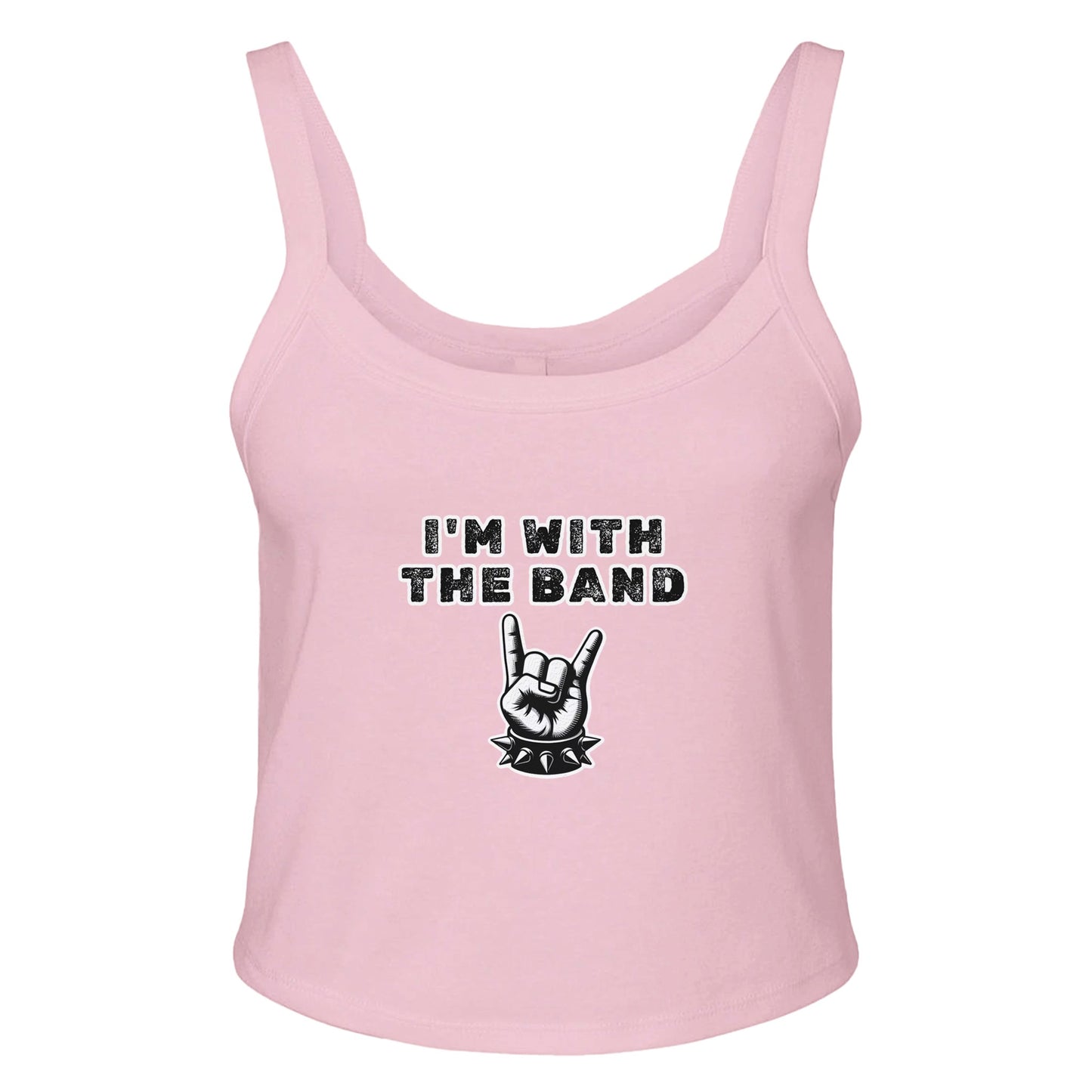 I'm With The Band Devil Hand Graphic Tank | Women's Micro Ribbed Scoop Neck Tee - Rampage Design Studio