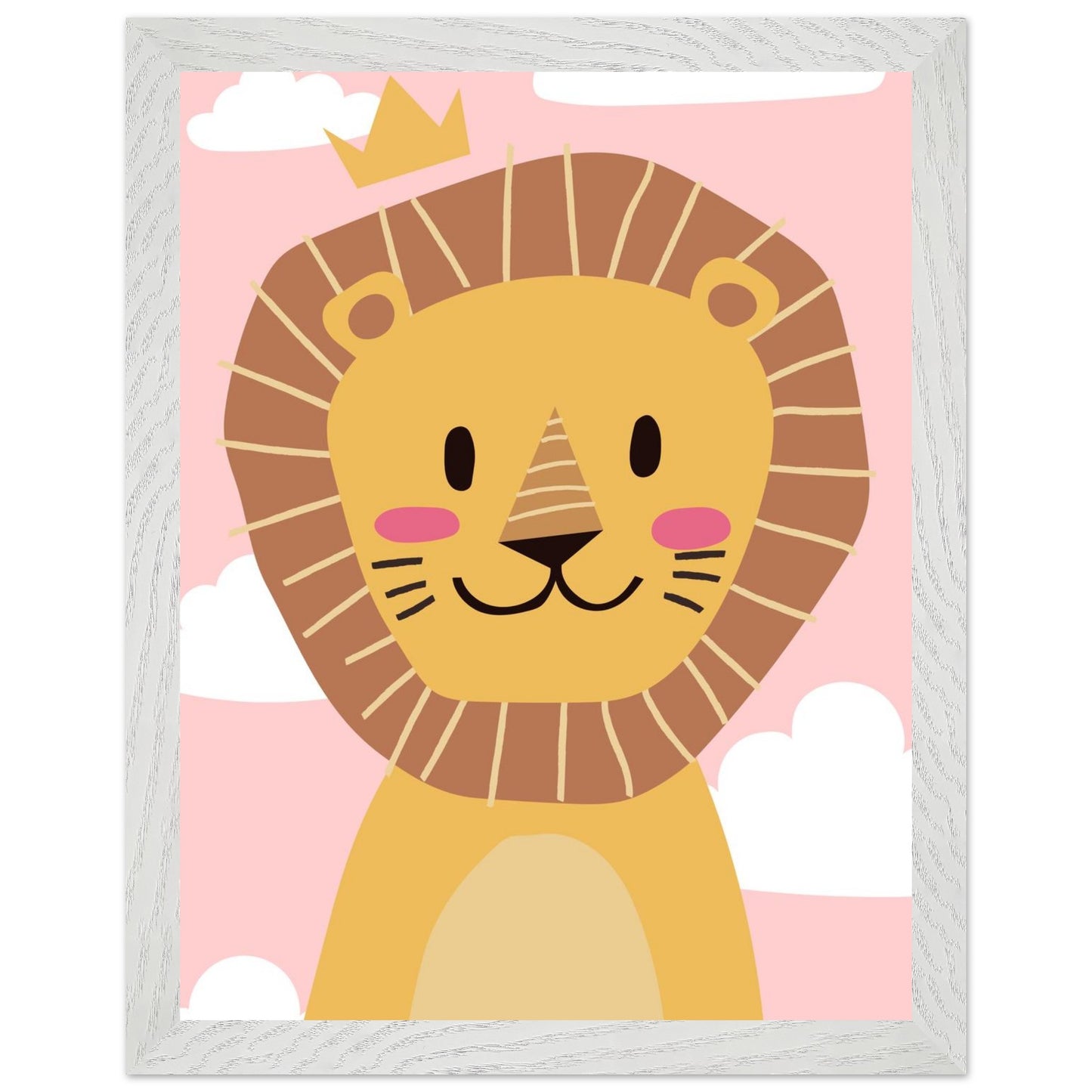 Personalised Childrens Wall Art Cute Cartoon Lion Framed Poster - Rampage Design Studio