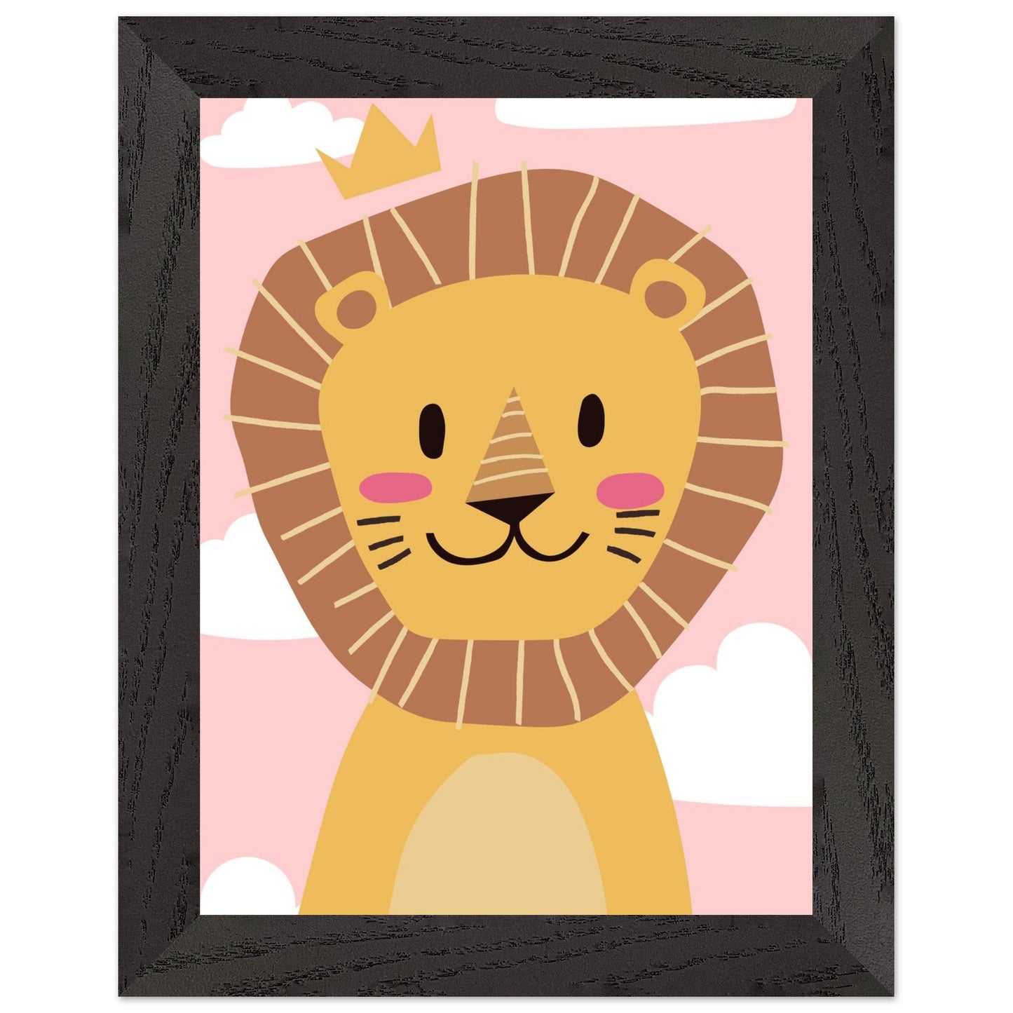 Personalised Childrens Wall Art Cute Cartoon Lion Framed Poster - Rampage Design Studio