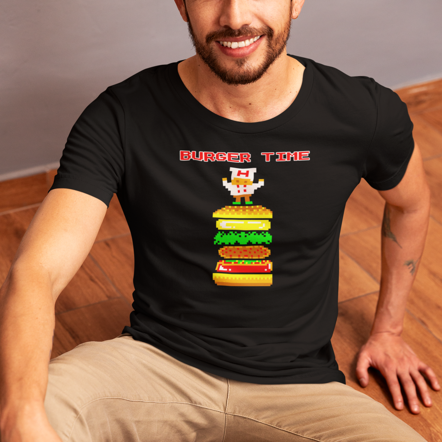 Retro Burger Time Unisex Crewneck T-shirt | Soft & Stylish Vintage Tee - Rampage Design Studio
