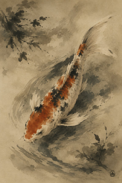 Koi Fish Wall Art Print | Japanese Watercolor Poster | Zen Home Decor