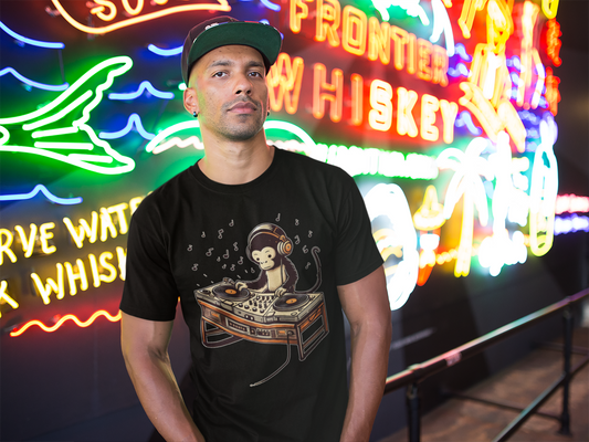Monkey DJ - Premium Unisex Crewneck T-shirt - Rampage Design Studio