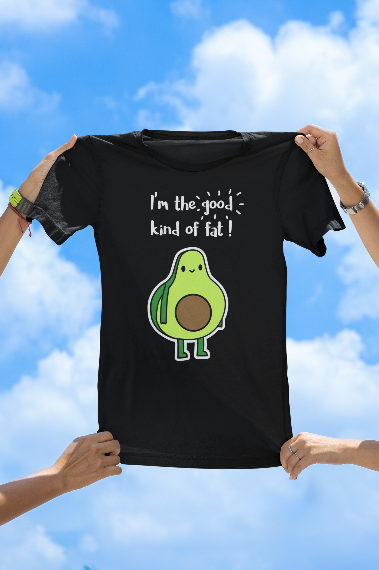 Funny Avocado T-Shirt – “The Good Kind of Fat” Pun Shirt - Rampage Design Studio