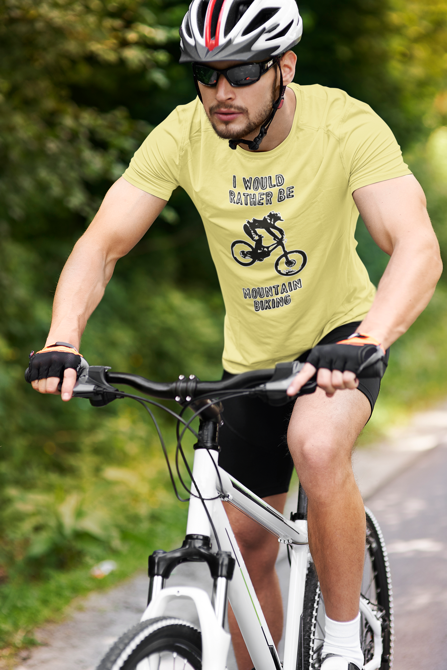I Would Rather Be Mountain Biking - Premium Unisex Crewneck T-shirt - Rampage Design Studio