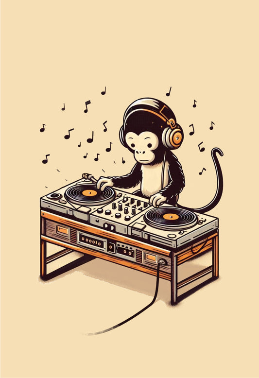 Monkey DJ Premium Matte Paper Poster