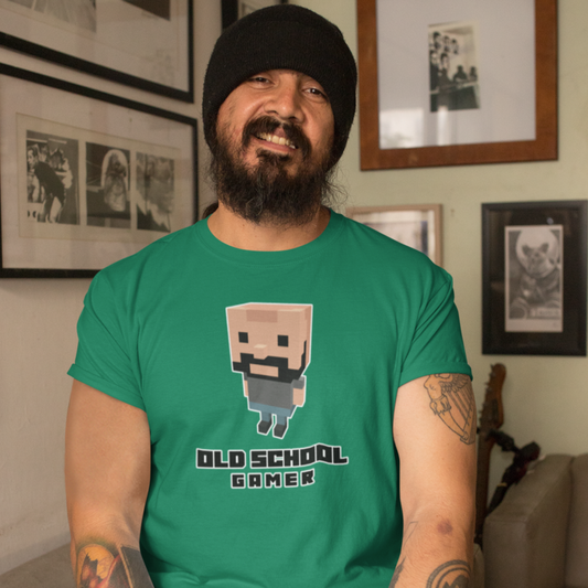 Old School Gamer T-Shirt – Voxel Design, Unisex, 100% Cotton - Rampage Design Studio
