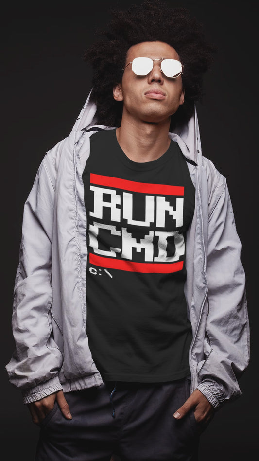 Run CMD T-Shirt - Funny Geek Shirt - Retro Computer Tee - Programmer Gift - IT Tech Nerd Shirt - Developer Coding Tee