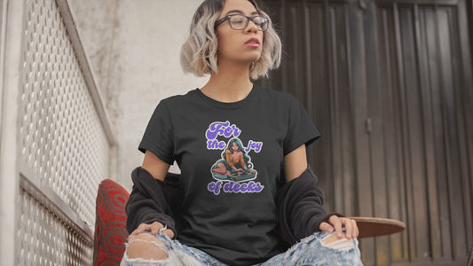 Vintage-Inspired Record Player T-Shirt – 'For the Joy of Decks' Graphic Tee