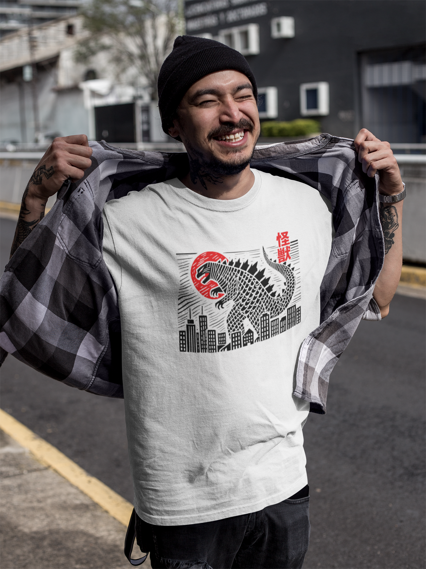 Japanese Style Kaiju Godzilla T-Shirt – Soft Cotton, DTG Print Ready, Unisex Fit - Rampage Design Studio