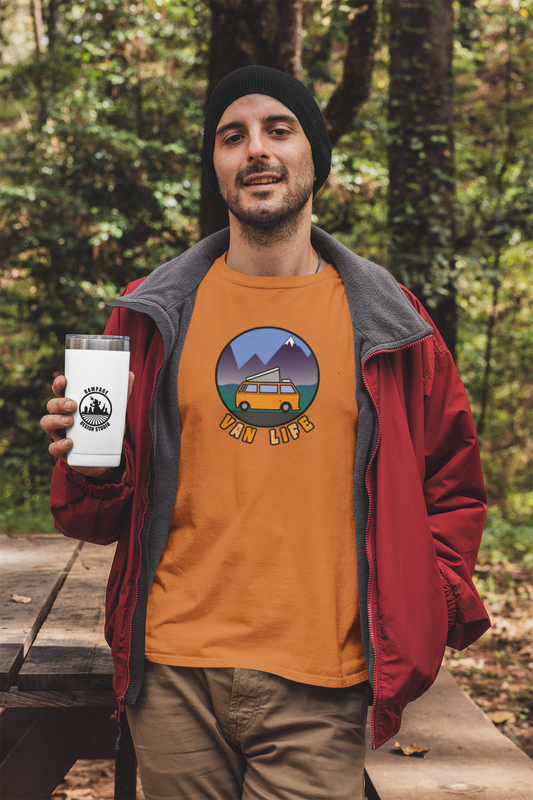 Moonlit Camper-Van T-Shirt – Soft, Eco-Friendly Cotton, Inspirational Design - Rampage Design Studio