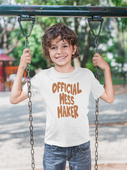 Children's 'Official Mess Maker' T-Shirt, Funny Kids Tee, Funny Gift For Kids, Funny Shirt Gift For Girl, Funny T-Shirt Gift For Boy , Gift for Messy Kids - Rampage Design Studio