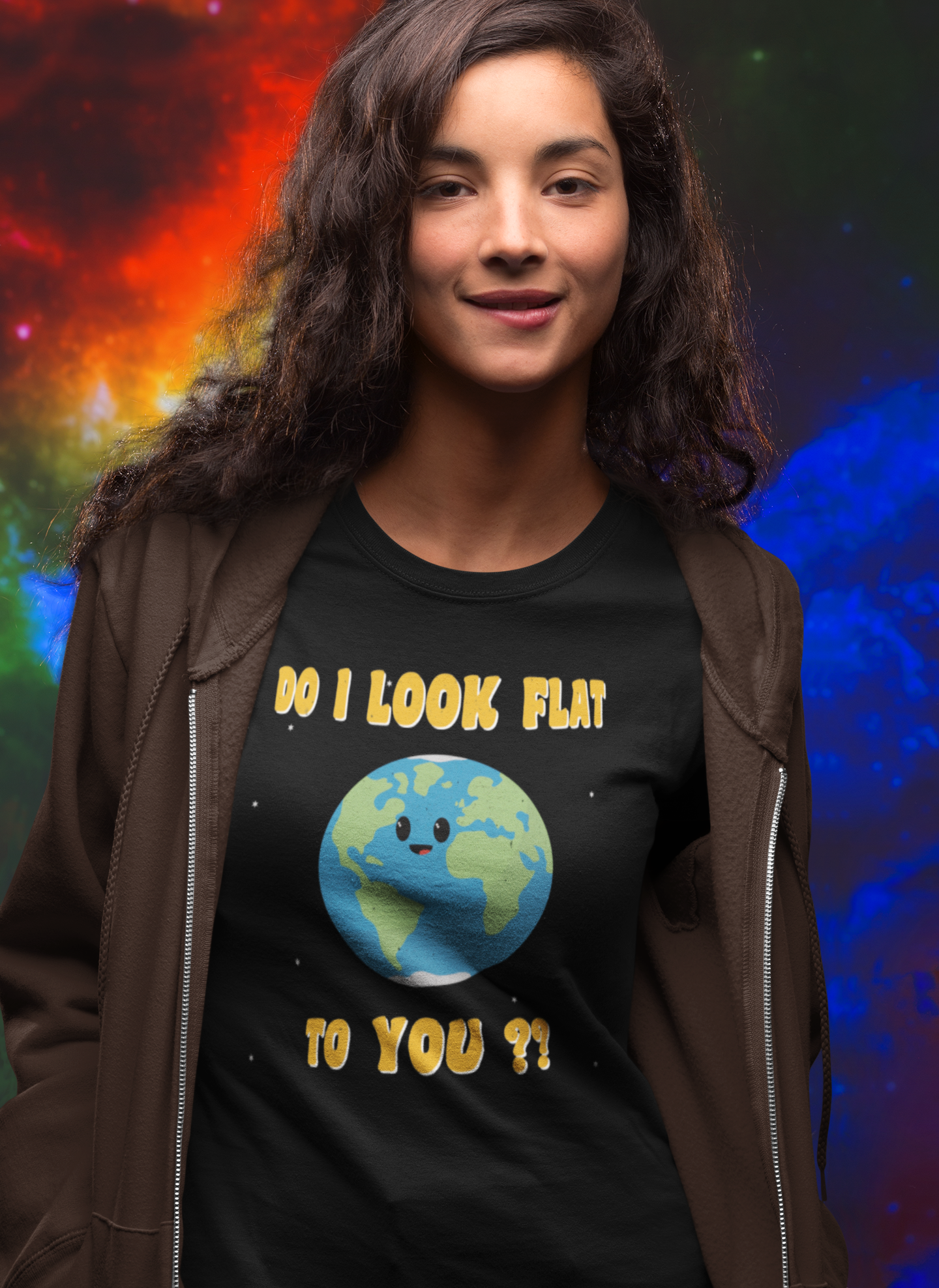 Humorous Earth T-Shirt  'Do I Look Flat To You?' Cartoon Design, Globe Earth, Flat Earth, Space T-Shirt - Rampage Design Studio