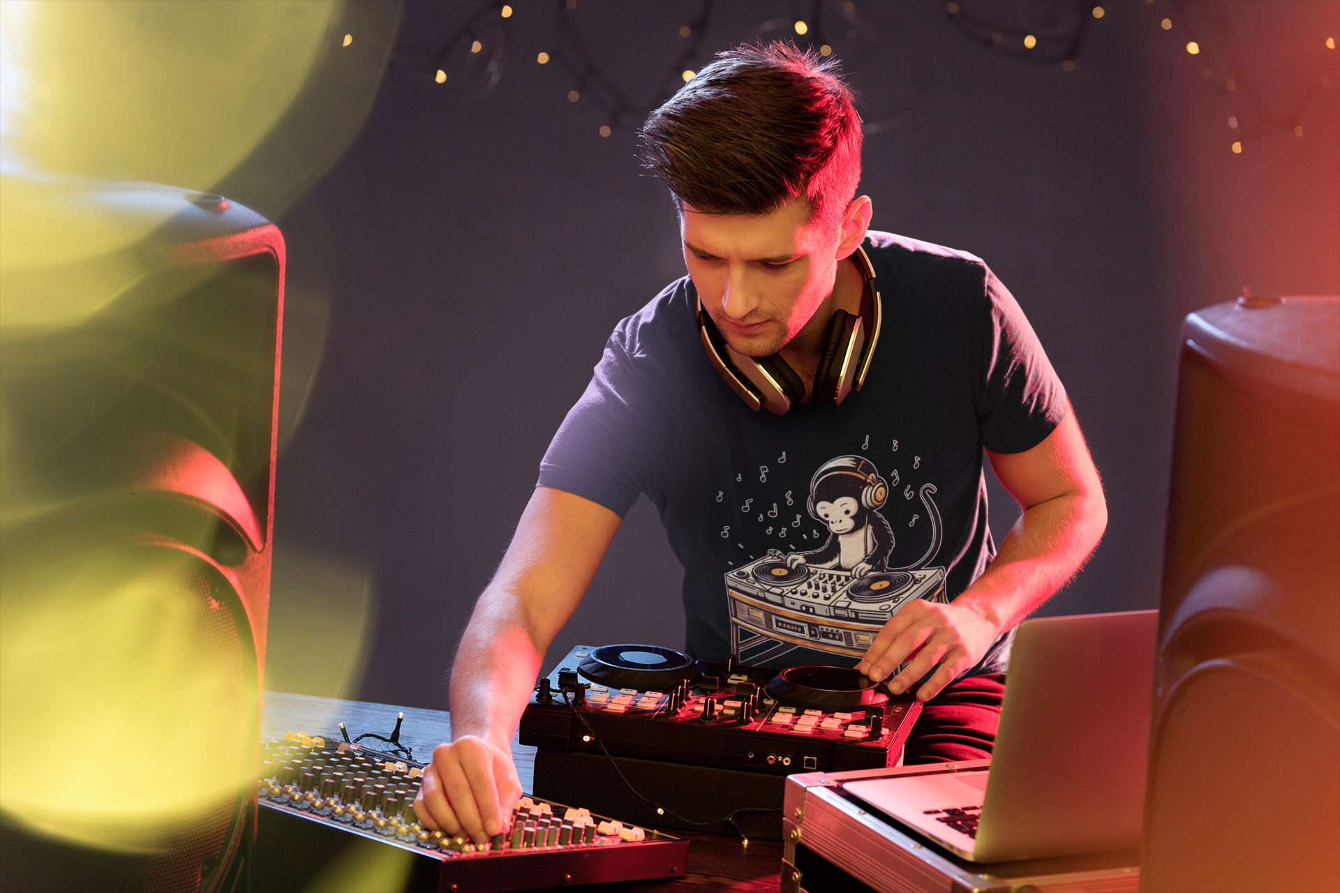 Monkey DJ - Premium Unisex Crewneck T-shirt - Rampage Design Studio