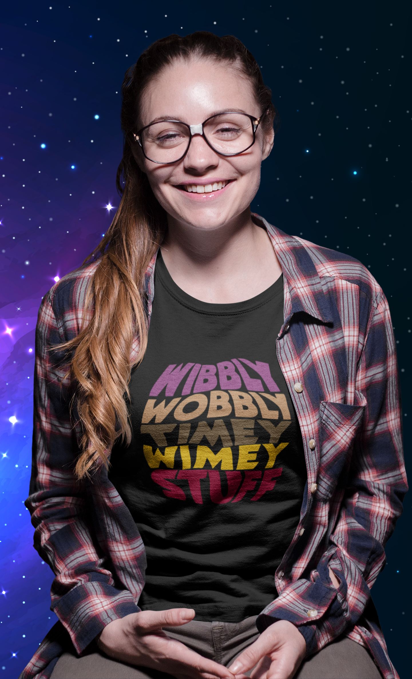 Doctor Who Quote T-Shirt - 'Wibbly Wobbly Timey Wimey Stuff' in Scarf Colors - Rampage Design Studio