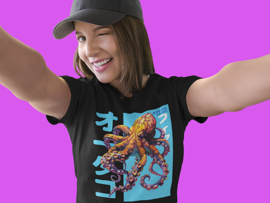 Odako Kaiju T-Shirt, Vibrant Japanese Octopus Design - Rampage Design Studio